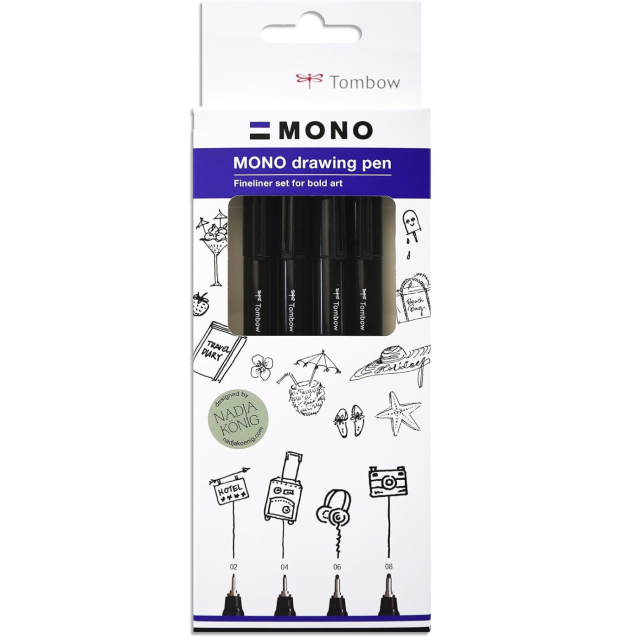 Fineliner MONO Drawing Fine 4-sett