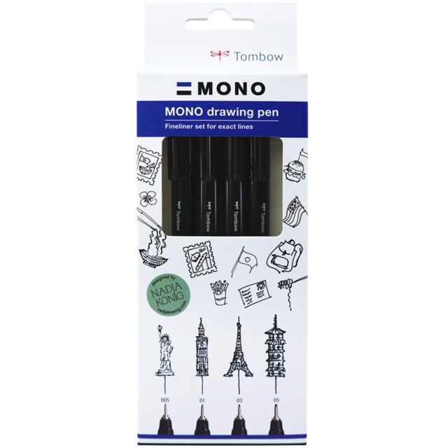 Fineliner MONO Drawing Bold 4-sett