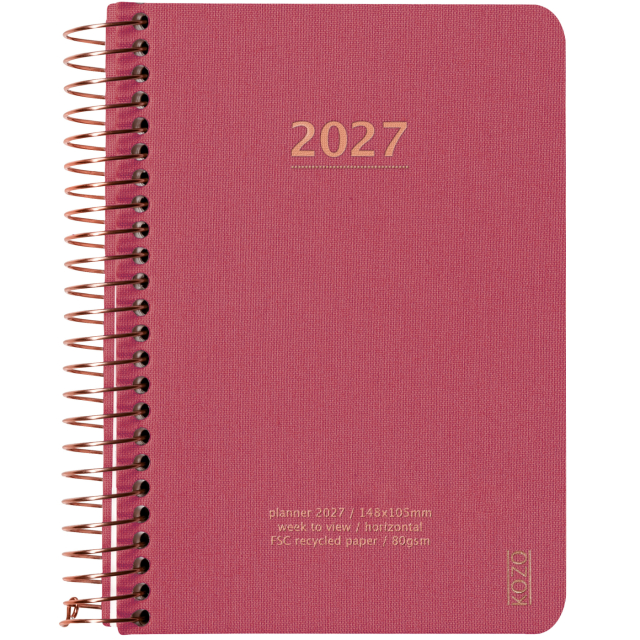 Kalender 2027 A6 Weekly Guava Pink