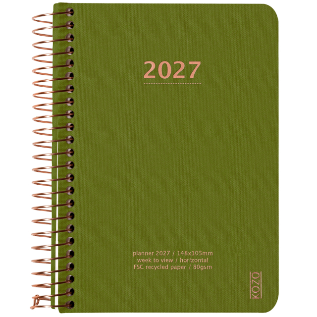 Kalender 2027 A6 Weekly Olive Green