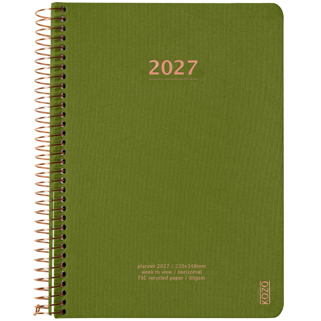 Kalender 2027 A5 Weekly Olive Green