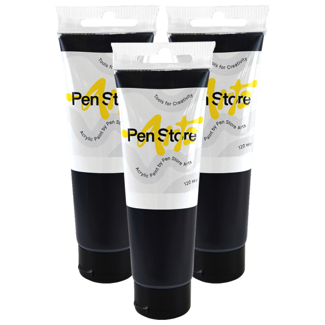 Akrylmaling 120 ml 3-sett Svart