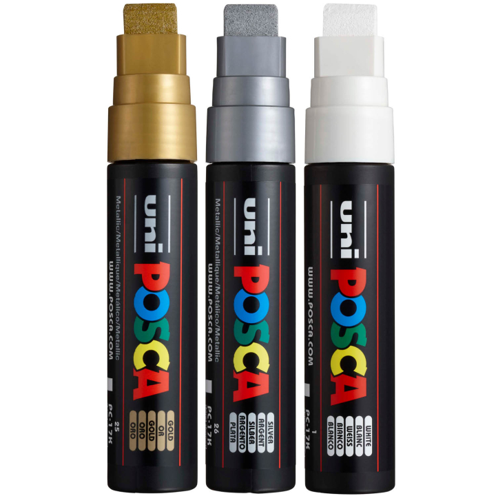 PC-17K Metallic 3-set i gruppen Penner / Kunstnerpenner / Illustrasjonmarkers hos Pen Store (poscaPC17K_set)