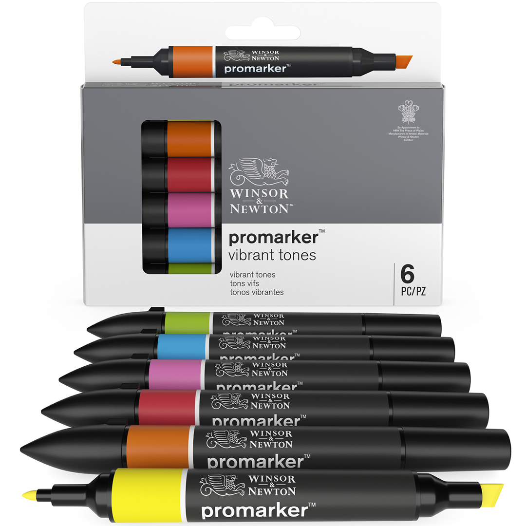 ProMarker 6-set Vibrant tones i gruppen Penner / Kunstnerpenner / Illustrasjonmarkers hos Pen Store (100544)