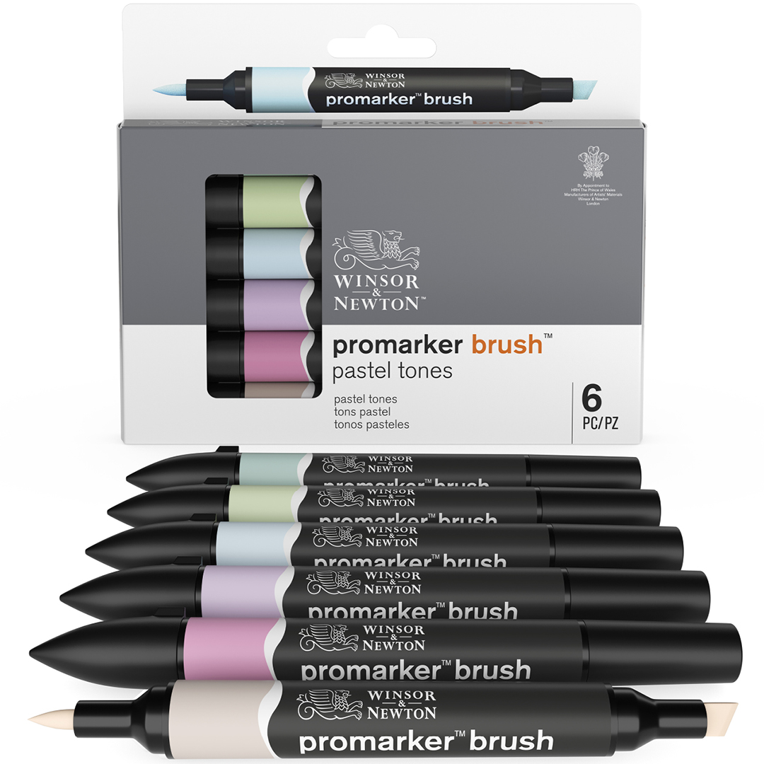 BrushMarker 6-set Pastel Tones i gruppen Penner / Kunstnerpenner / Penselpenner hos Pen Store (100551)