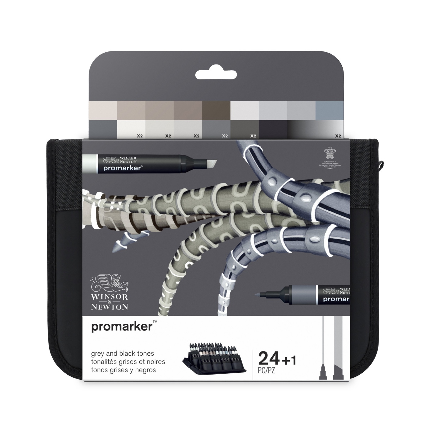 Promarker Black & Greys Wallet 24-set i gruppen Penner / Kunstnerpenner / Tusjpenner hos Voorcrea (100568)