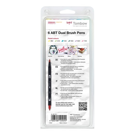 ABT Dual Brush pen 6-set Pastel i gruppen Penner / Kunstnerpenner / Penselpenner hos Pen Store (101080)