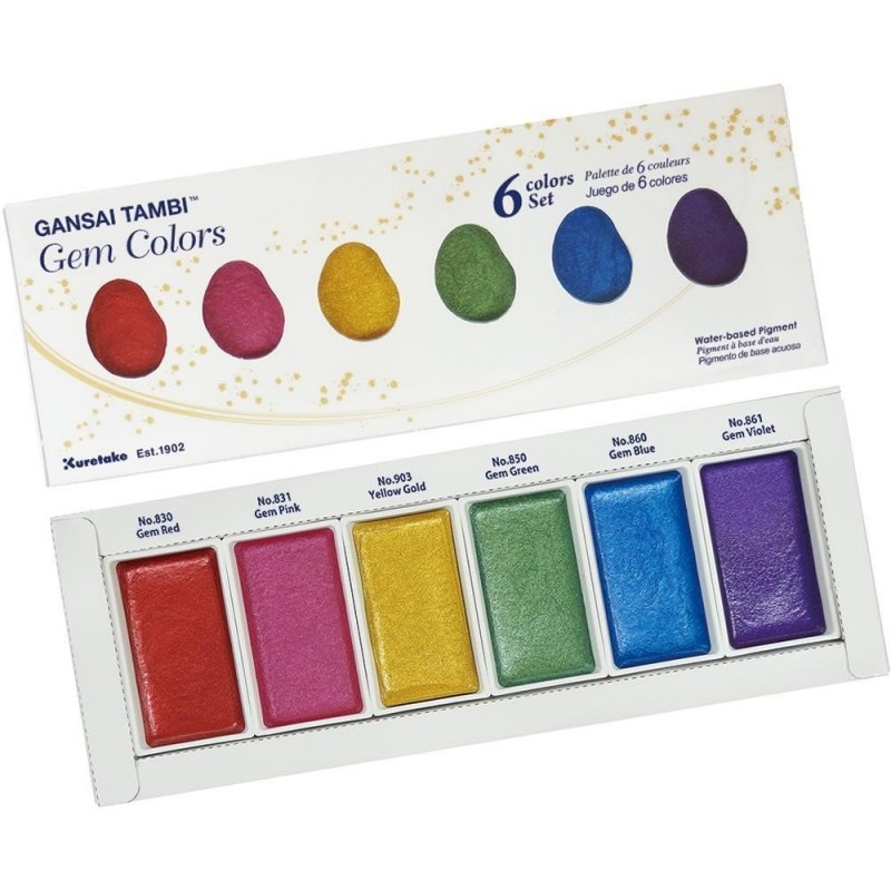 Gansai Tambi 6-set Gem Colors i gruppen Kunstnermateriell / Farger / Akvarell hos Pen Store (101102)