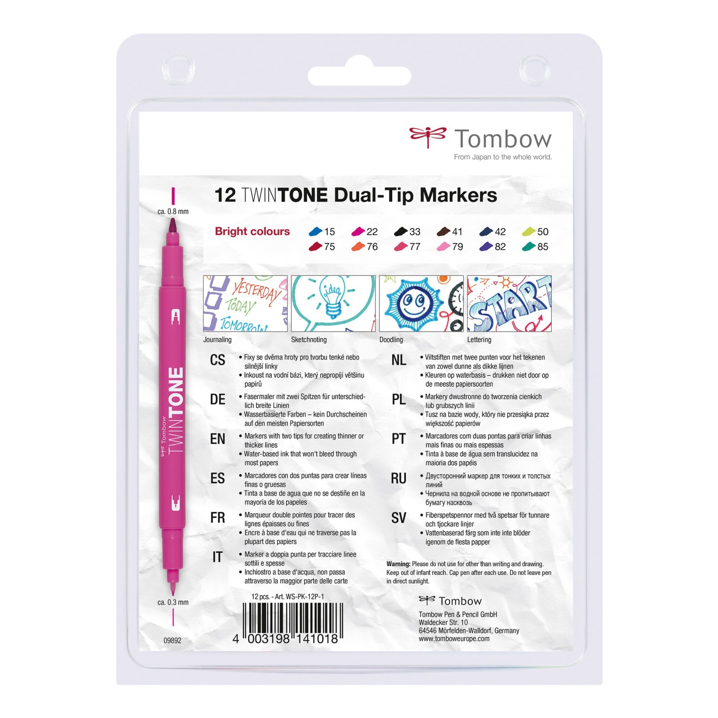 TwinTone Marker Bright 12-pakke i gruppen Penner / Kunstnerpenner / Tusjpenner hos Pen Store (101103)