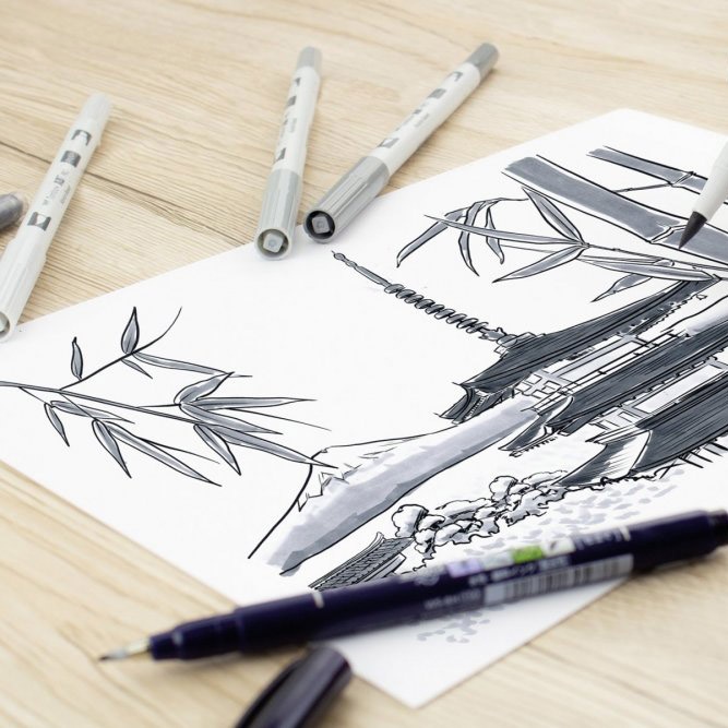 ABT PRO Dual Brush Pen 12-set Manga i gruppen Penner / Kunstnerpenner / Illustrasjonmarkers hos Pen Store (101256)