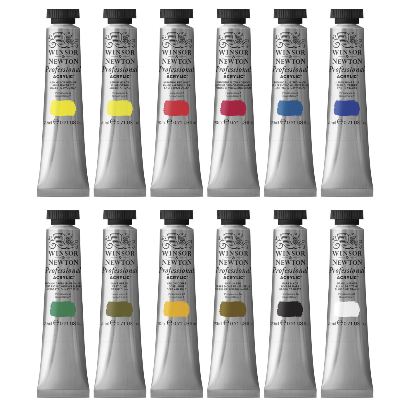 Akrylmaling Professional Tube 12 x 20 ml i gruppen Kunstnermateriell / Farger / Akrylmaling hos Pen Store (108805)