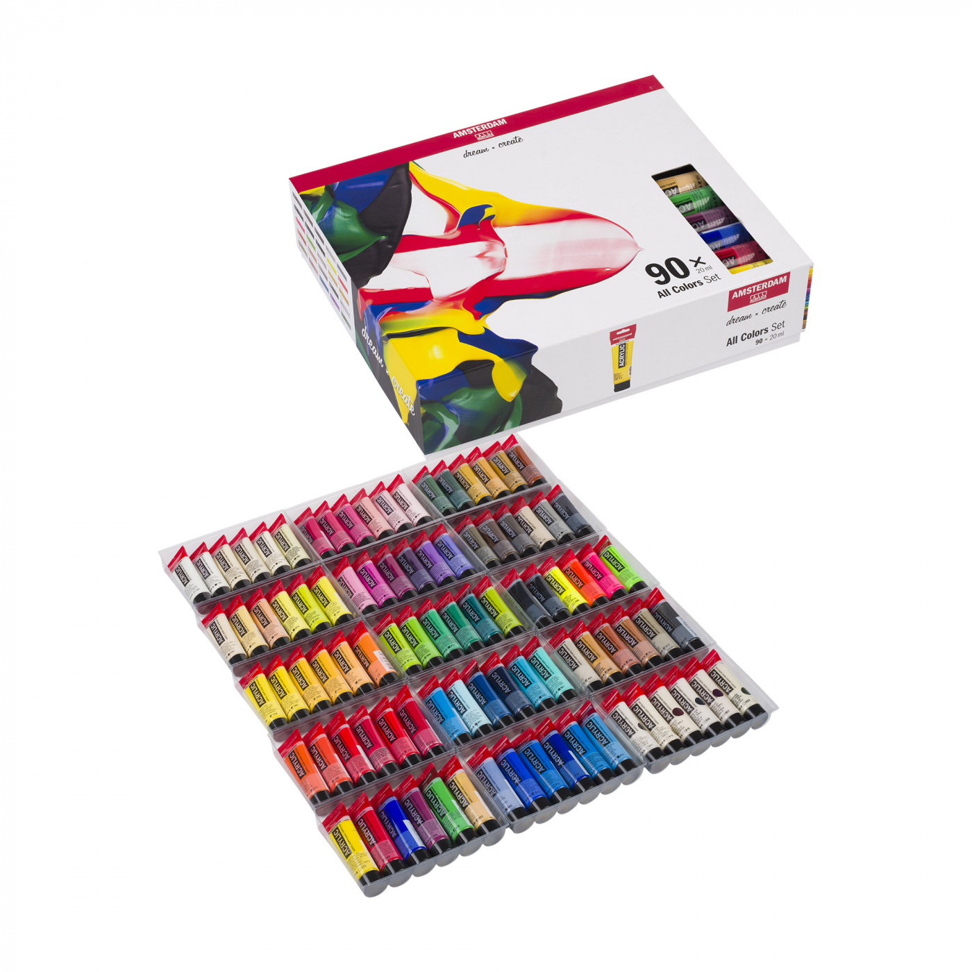  Akrylfarge Standard Set 90 x 20 ml i gruppen Kunstnermateriell / Farger / Akrylfarge hos Pen Store (111762)