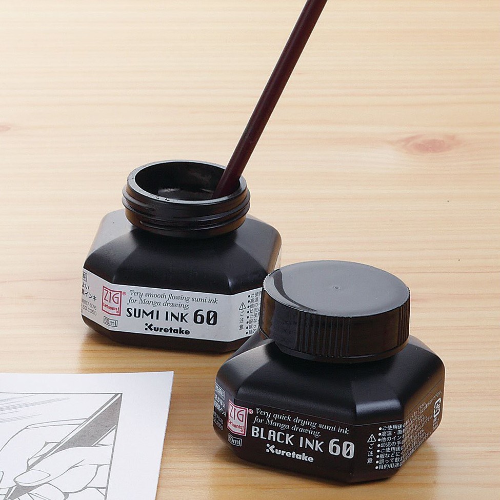 ZIG Kuretake Cartoonist Sumi Ink 60 ml Black | Pen Store