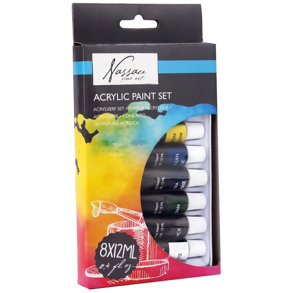 Nassau Fine Art Akrylfarge 12 ml 8-sett