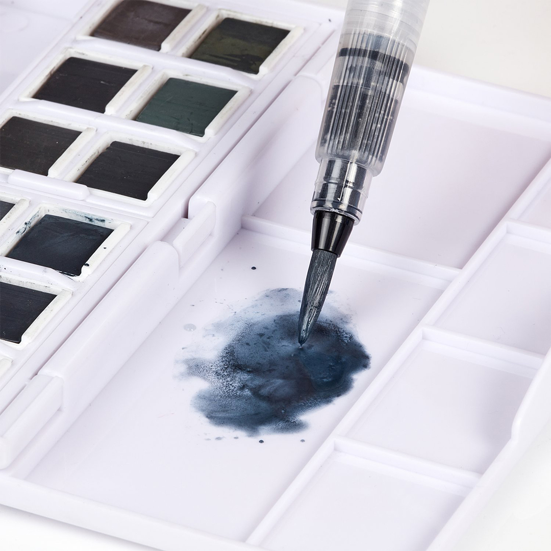 Tinted Charcoal Paint Pan Set 12 halvkopper