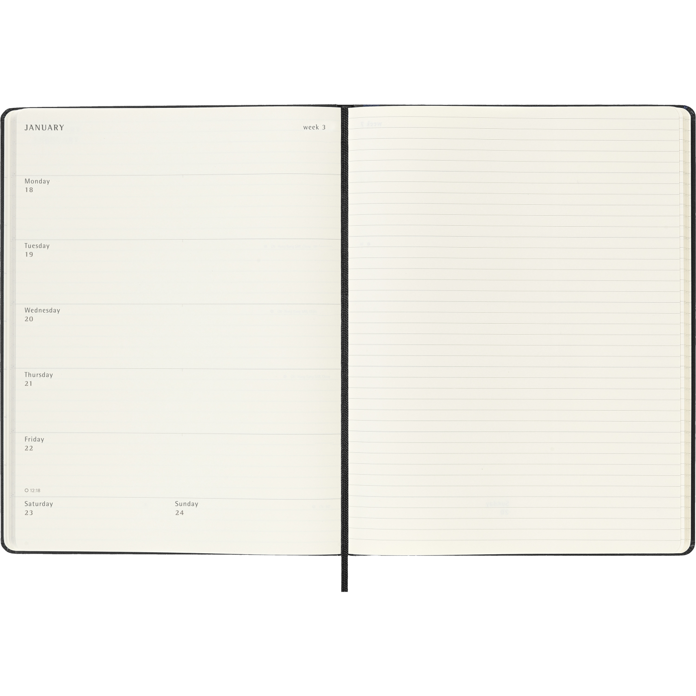 Kalender 12M Weekly Notebook 2027 Hardcover XL Black 