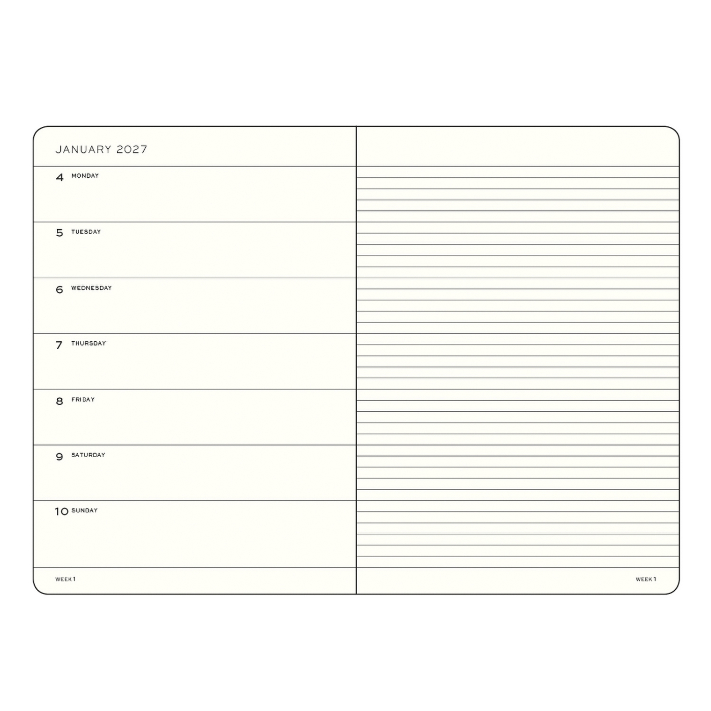 Kalender Weekly Planner & Notebook 2027 A5 Sage