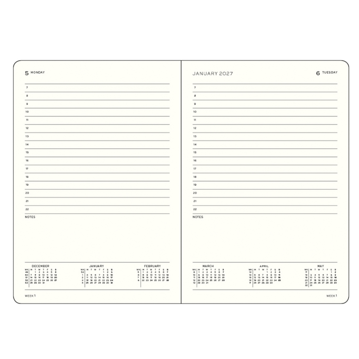 Kalender Daily Planner 2027 A6 Cherry