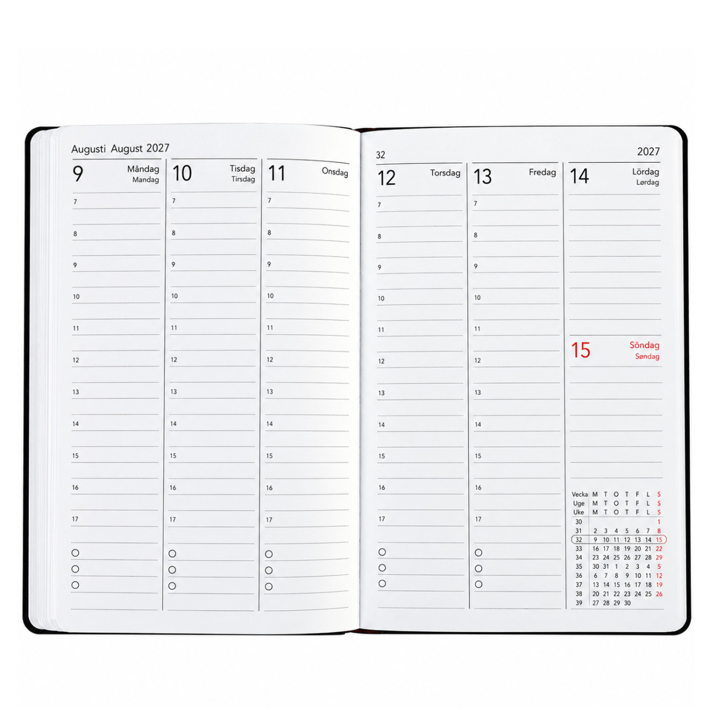 Kalender Björn 2027 A5 Weekly Vertikal Svart