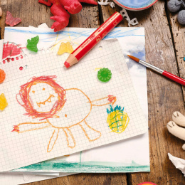Woody 3-in-1 Fargeblyanter 6-sett + blyantspisser i gruppen Kids / Barnepenner / Fargeblyanter for barn hos Pen Store (100443)