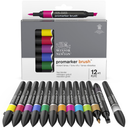 BrushMarker 12-set + blender (Set 1) i gruppen Penner / Kunstnerpenner / Illustrasjonmarkers hos Pen Store (100557)