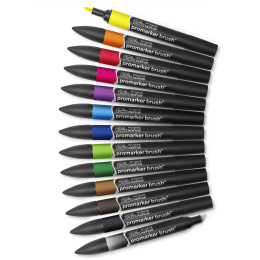 BrushMarker 12-set + blender (Set 1) i gruppen Penner / Kunstnerpenner / Illustrasjonmarkers hos Pen Store (100557)