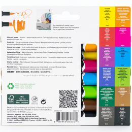 BrushMarker 12-set + blender (Set 1) i gruppen Penner / Kunstnerpenner / Illustrasjonmarkers hos Pen Store (100557)