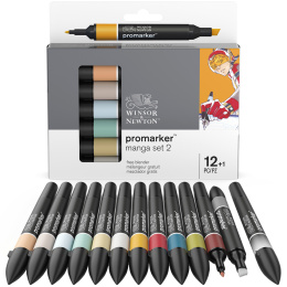 ProMarker 12-set + blender (Manga set 2) i gruppen Penner / Kunstnerpenner / Illustrasjonmarkers hos Pen Store (100559)