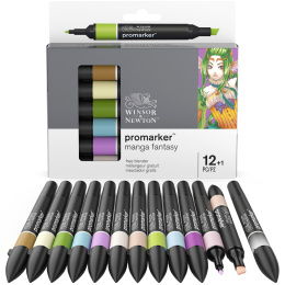 ProMarker 12-set + blender (Manga Fantasy) i gruppen Penner / Kunstnerpenner / Illustrasjonmarkers hos Pen Store (100561)