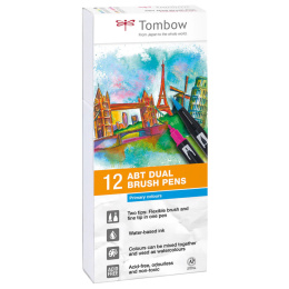 ABT Dual Brush pen 12-set Primary i gruppen Penner / Kunstnerpenner / Penselpenner hos Pen Store (101081)