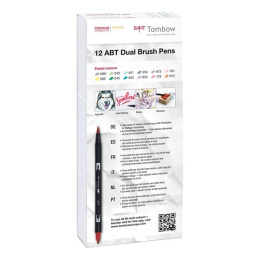 ABT Dual Brush pen 12-set Pastel i gruppen Penner / Kunstnerpenner / Penselpenner hos Pen Store (101094)