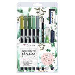 Watercoloring set Greenery i gruppen Penner / Kunstnerpenner / Penselpenner hos Pen Store (101262)