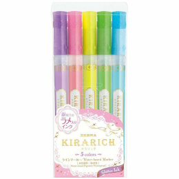 Kirarich Glitter Highlighter 5-set i gruppen Hobby & Kreativitet / Teknikker / Bullet Journal hos Pen Store (102200)