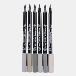 Koi Colouring Brush Pen 6-set Gray i gruppen Penner / Kunstnerpenner / Penselpenner hos Pen Store (102309)