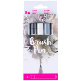 Brush Pen Grey 5-set i gruppen Penner / Kunstnerpenner / Penselpenner hos Pen Store (103713)