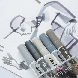 Brush Pen Grey 5-set i gruppen Penner / Kunstnerpenner / Penselpenner hos Pen Store (103713)