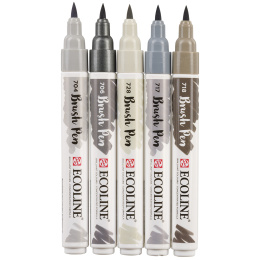 Brush Pen Grey 5-set i gruppen Penner / Kunstnerpenner / Penselpenner hos Pen Store (103713)