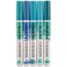 Brush Pen Green Blue 5-set i gruppen Penner / Kunstnerpenner / Penselpenner hos Pen Store (103715)