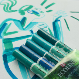 Brush Pen Green Blue 5-set i gruppen Penner / Kunstnerpenner / Penselpenner hos Pen Store (103715)