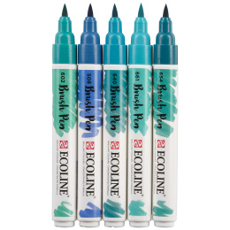 Brush Pen Green Blue 5-set i gruppen Penner / Kunstnerpenner / Penselpenner hos Pen Store (103715)