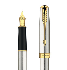 Sonnet Steel/Gold Fyllepenn i gruppen Penner / Fine Writing / Fyllepenner hos Pen Store (104700_r)