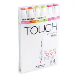 Twin Brush Marker 6-set Neon Fluorescent i gruppen Penner / Kunstnerpenner / Penselpenner hos Pen Store (105852)