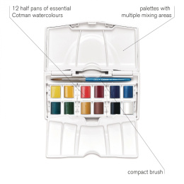 Cotman Water Colors Pocket Plus 12 Half Pans i gruppen Kunstnermateriell / Kunstnerfarge / Akvarellmaling hos Pen Store (107240)