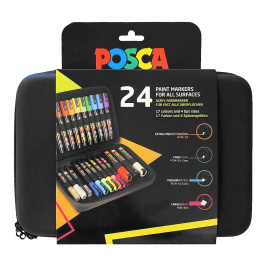 Posca Marker 24-set Rubbercase i gruppen Penner / Kunstnerpenner / Illustrasjonmarkers hos Pen Store (110396)