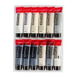 Akrylfarge Grey Set 12 x 20 ml i gruppen Kunstnermateriell / Kunstnerfarge / Akrylmaling hos Pen Store (111749)
