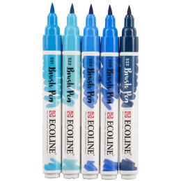 Brush Pen Blue 5-pack i gruppen Penner / Kunstnerpenner / Penselpenner hos Pen Store (112558)