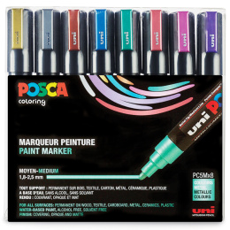 Posca PC-5M Metallic Colours 8-set i gruppen Penner / Kunstnerpenner / Illustrasjonmarkers hos Pen Store (112630)