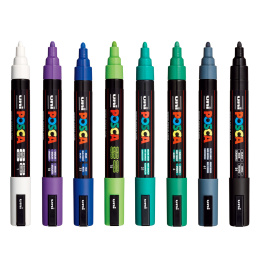 Posca PC-5M Cool Colours 8-set i gruppen Penner / Kunstnerpenner / Illustrasjonmarkers hos Pen Store (112632)