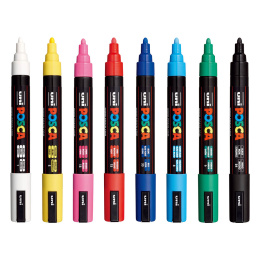 Posca PC-5M Standard Colours 8-set i gruppen Penner / Kunstnerpenner / Illustrasjonmarkers hos Pen Store (125148)