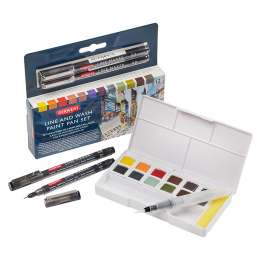 Line & Wash Paint Pan Set 12 halvkopper i gruppen Kunstnermateriell / Kunstnerfarge / Akvarellmaling hos Pen Store (128196)